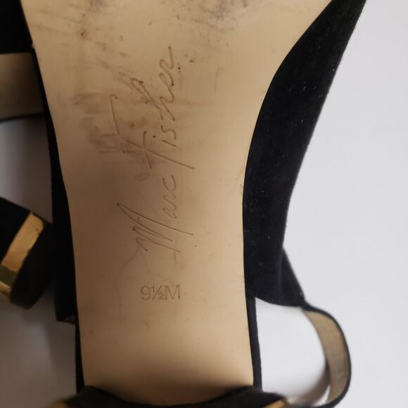 Marc Fisher Women’s Chunky Heel Suede Open-Toe Sling Back Sandals Sz 9.5M PO G - Picture 9 of 10